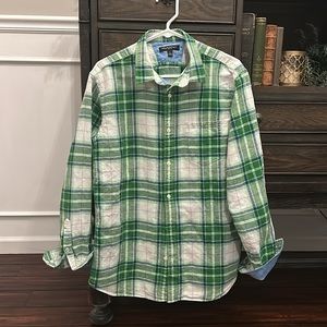 Mens Slim fit Banana Republic BR linen Surfwax button up shirt. Like new!